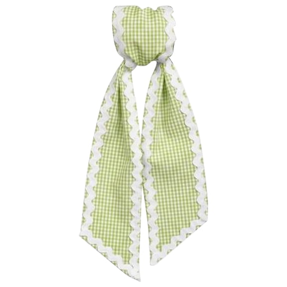 Wavy Edge Wreath Sash, Green Polyester-Cotton Ribbon for Front Door Garland DIY Decoration