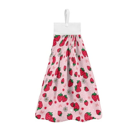 

ZIATUBLE Strawberry Kitchen Hanging Towels Daisy Dish Towel Hand Towels with Snap Button Kitchen Towels Hand Towels for Bathroom Washable Hanging Hand Dry Towels Dish Cloths