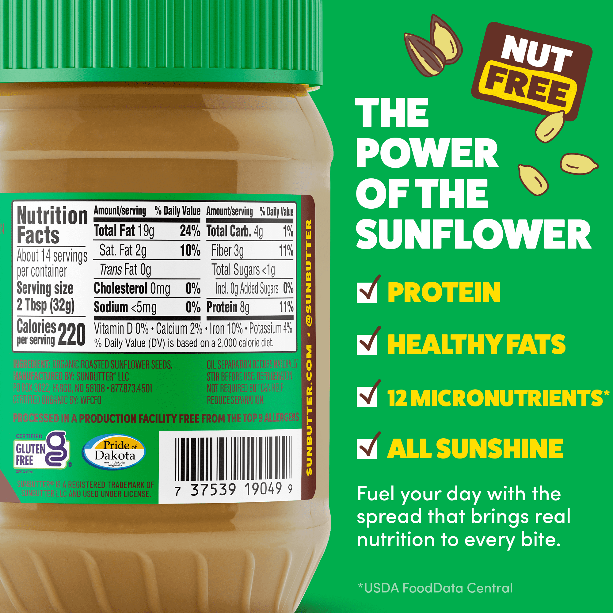 (6 pack) SunButter Organic Sunflower Seed Butter 16 oz Jar