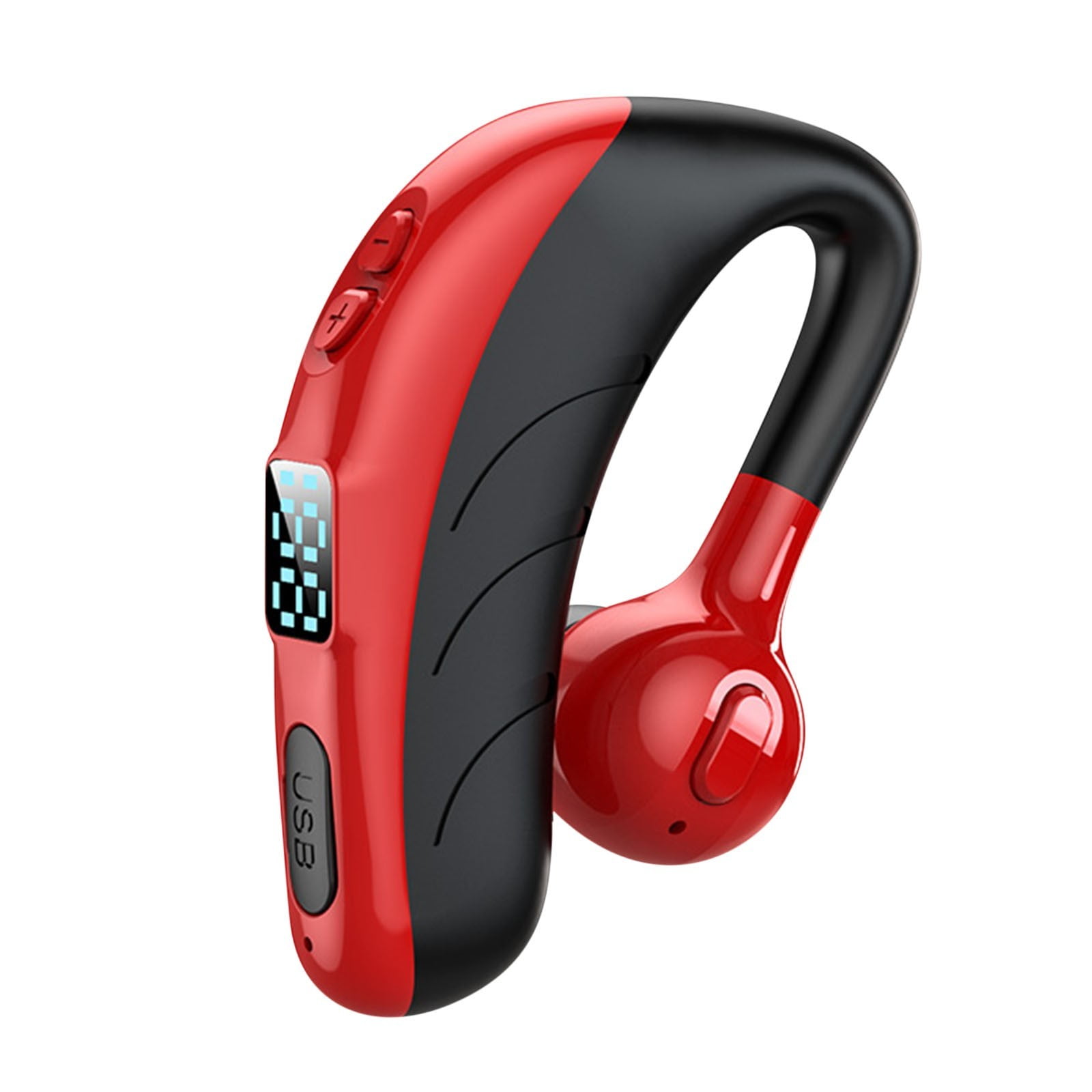 LACKUST Bluetooth 5.2 Earpiece with LED Display,Clearance Noise Cancelling Bluetooth Headphones for Kids,Wireless Handsfree Headphone with Mic,Red