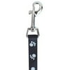 Pet Select Black & White Reflective Paws Leash, 6' x 5/8"