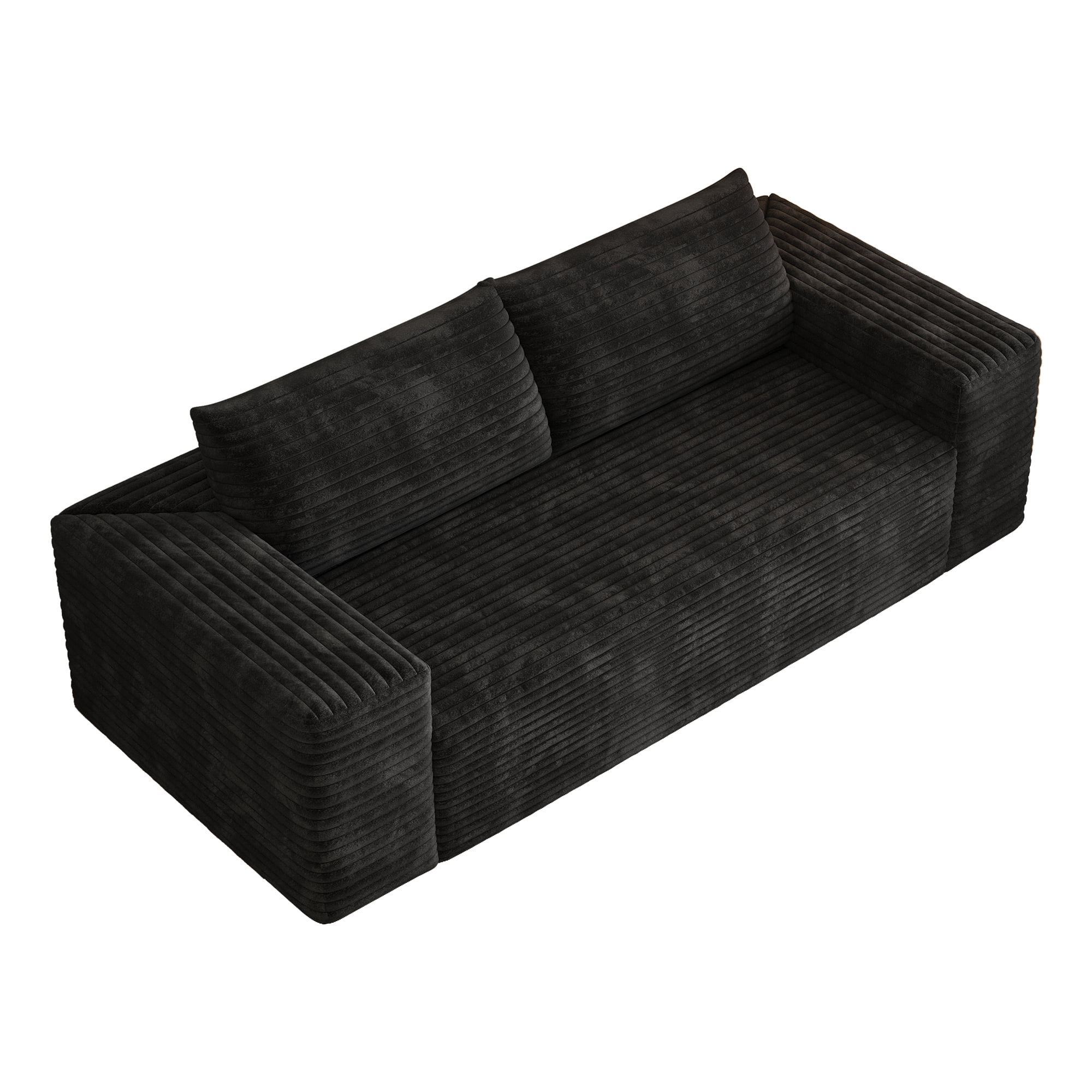 Leumius 78.8" Cloud Couch,3 Setaser Sofa with Deep Seat,Boneless Couch Sofa with 2 Pillows for Living Room,No Assembly Required,Black