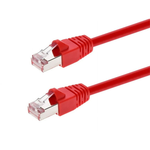 Monoprice Cat6A Ethernet Patch Cable - 7 Feet - Red | Network Internet Cord - RJ45, 550Mhz, STP, Pure Bare Copper Wire, 10G, 26AWG