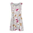 thumbnail image 5 of WTOBBY Women's Floral Print Sleeveless Dress V-Neck Casual Spring Summer Dress with Elastic Waist for Comfort and Flattering Fit,GrayL, 5 of 5
