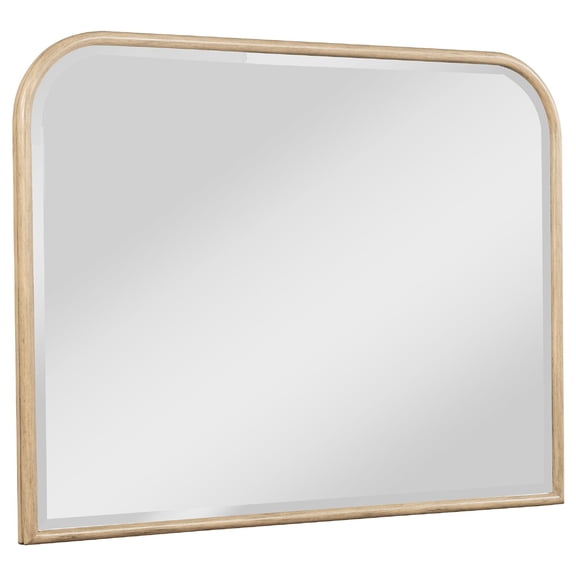 Benjara Lno Dresser Mirror, Beige Oak Wood Frame, Rectangular 36 Inch