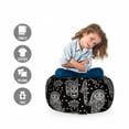 thumbnail image 2 of Black and White Storage Toy Bag Chair, All Seeing Eye Motif in Middle Eastern Hand Design Monochrome Mandala, Stuffed Animal Organizer Washable Bag, Small Size, Black White, by Ambesonne, 2 of 3
