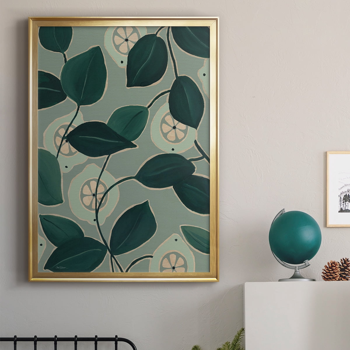 Monochrome Limes Premium Framed Print - Ready to Hang