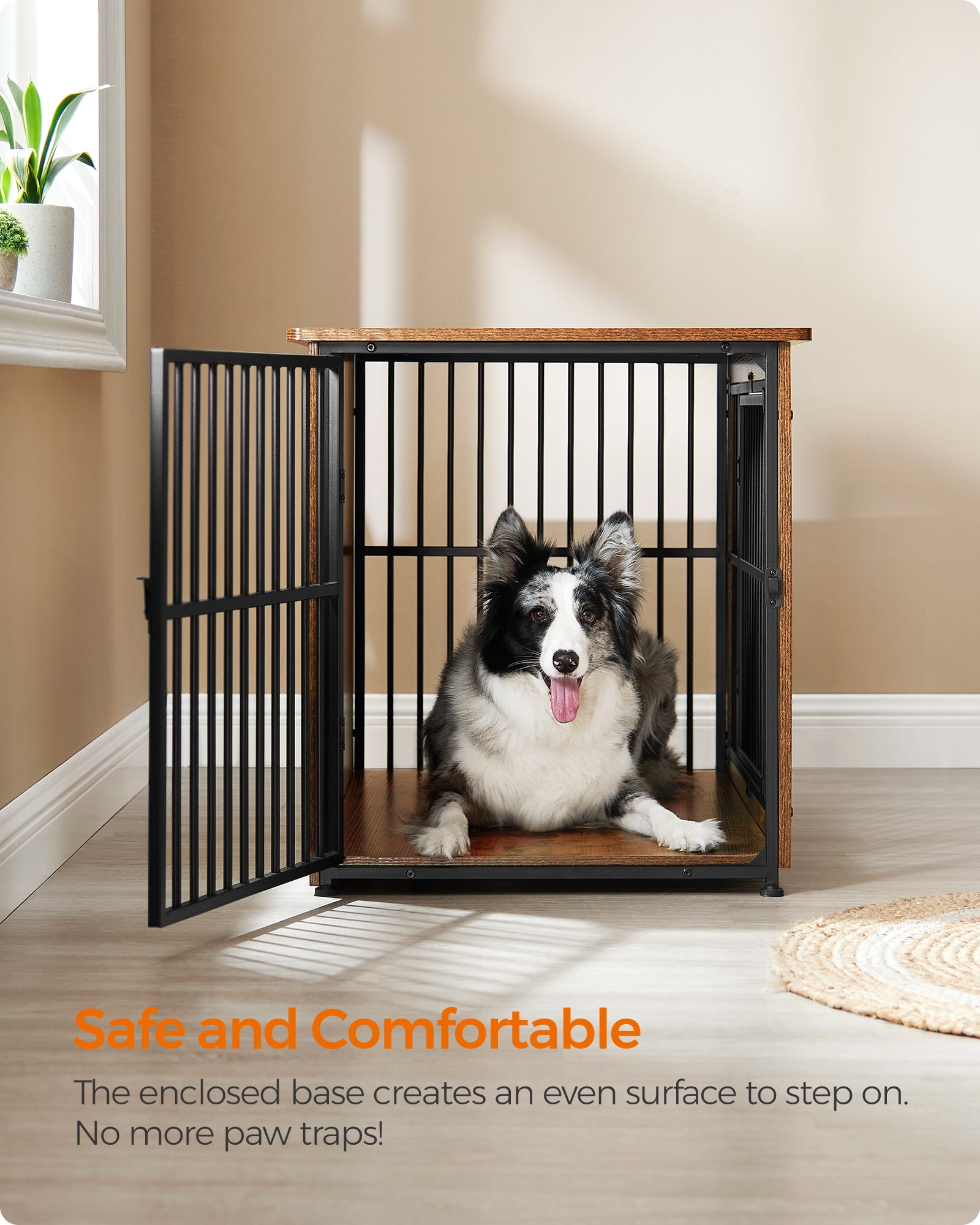 Dog Crate Furniture, Side End Table, Modern Kennel for Dogs Indoor up to 70 lb, Heavy-Duty Dog Cage with Enclosed Base Rustic Brown