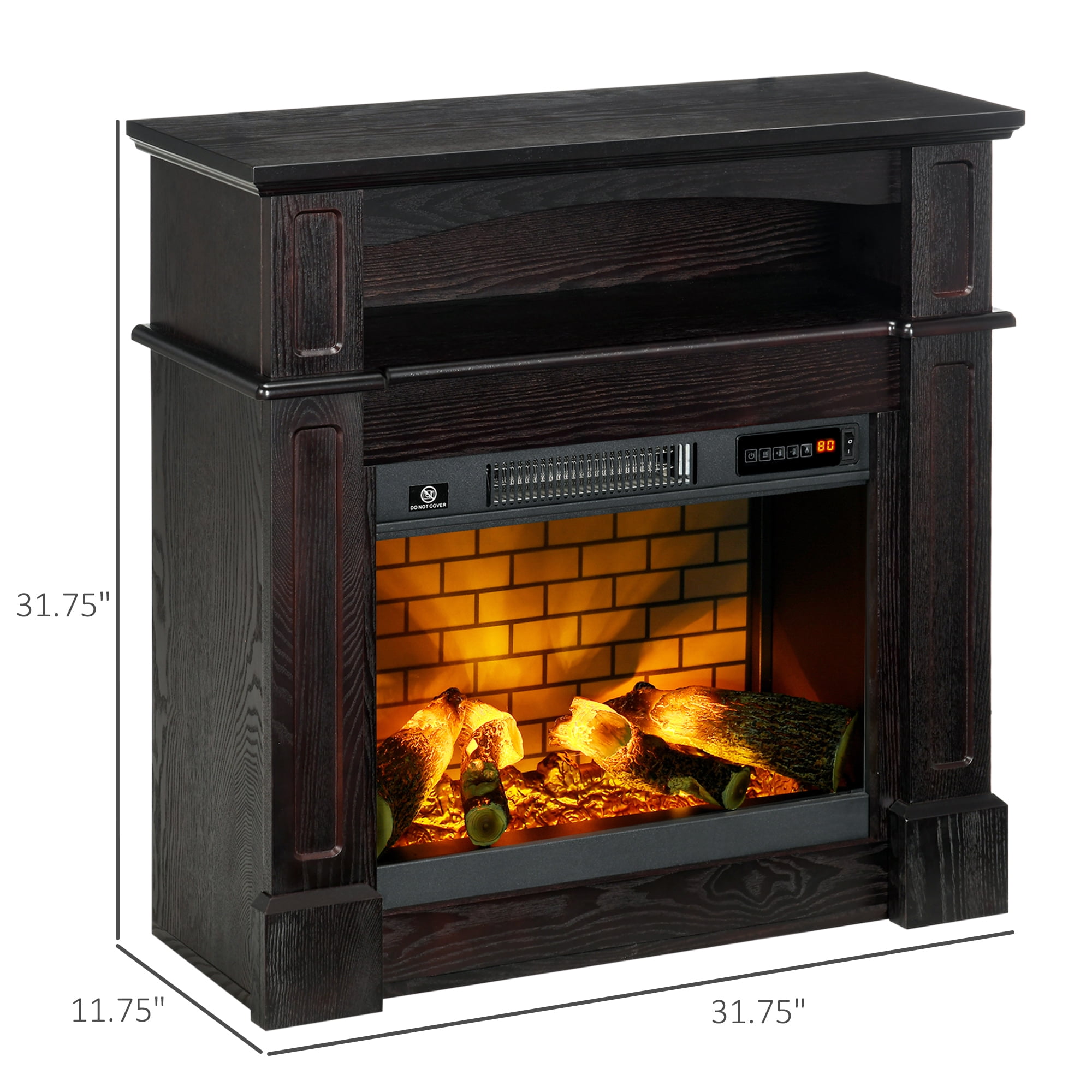 HomCom Electric Fireplace with Mantel, 1400W, Brown - Walmart.com
