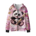 thumbnail image 4 of Uorisanigo Zip Up Hoodies Long Sleeve Hooded Jacket Oversized Pink Cherry Blossom Panda Sweatshirt with Pockets Casual School Athletic Sweatshirt Hoodie Spring Fall Outwear, 4 of 8
