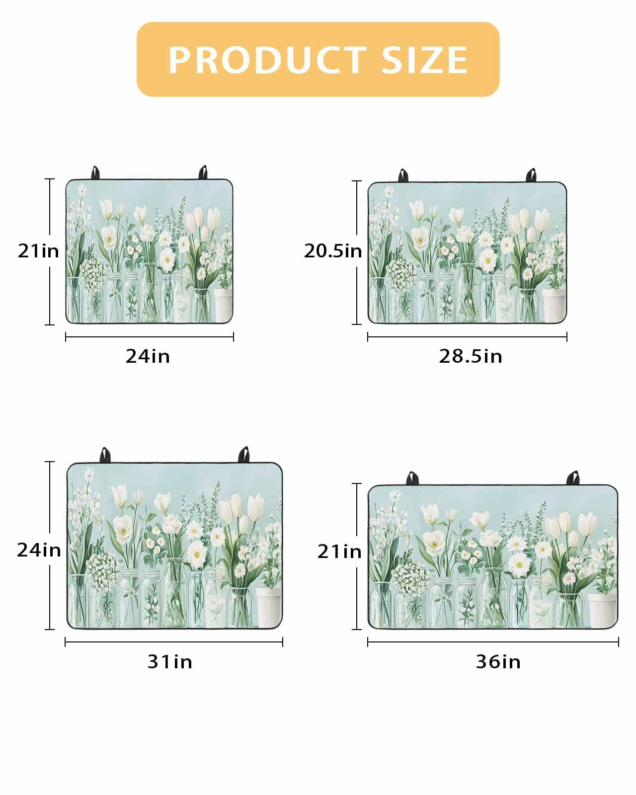 nqOlkjepod Large Induction Cooktop Protector Mat 36"x21", Spring Floral Stove Top Covers for Electric Stove, Summer Daisy Tulip Flowers Teal White Stove Burner Cover Mats, Glass Top Stove Cover