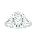 thumbnail image 4 of Rosec Jewels Womens Certified Moissanite Halo Ring, Cocktail Ring, 5X7mm Oval Shape - D-VS1 Quality Certified, 14K White Gold, US 5.00, 4 of 8