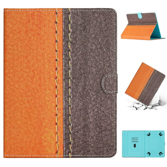 Allytech stitching multicolor Tablet Case Compatible with 9-10.1 inch Universal Tablet Case,PU Leather Folio With shockproof kickstand for Table Case 9-10.1 inch,Orange