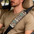 thumbnail image 5 of Xoenoiee Aztec Cow American Tribal Pattern Car Seat Covers Set of 5 Pcs, PU Leather Seat Covers for Cars Breathable Seatbelt Covers Waterproof Armrest Cover, Auto Accessories for Car SUV Truck, 5 of 7