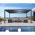 thumbnail image 2 of PURPLE LEAF 10'×16' Outdoor Louvered Pergola with Adjustable Hardtop Roof Patio Pergola Deck Garden Yard, Grey, 2 of 9