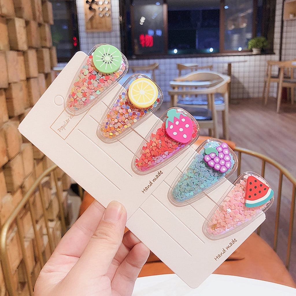 Odeerbi Toddler Hair Clips Girls Cute Hair Clips 5 PCS Fruit Hairclip Set Barrettes Hairpin Kids Infant Baby Headband Multicolor