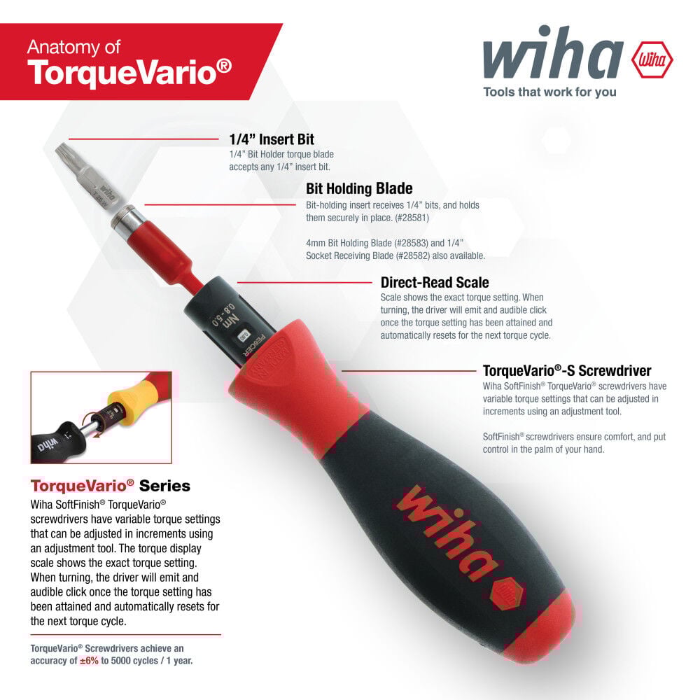 thumbnail image 4 of Wiha 28408 Adjustable Torque Screwdriver with 4mm Bit Adapter, 18 - 62 in-lbs, 4 of 4