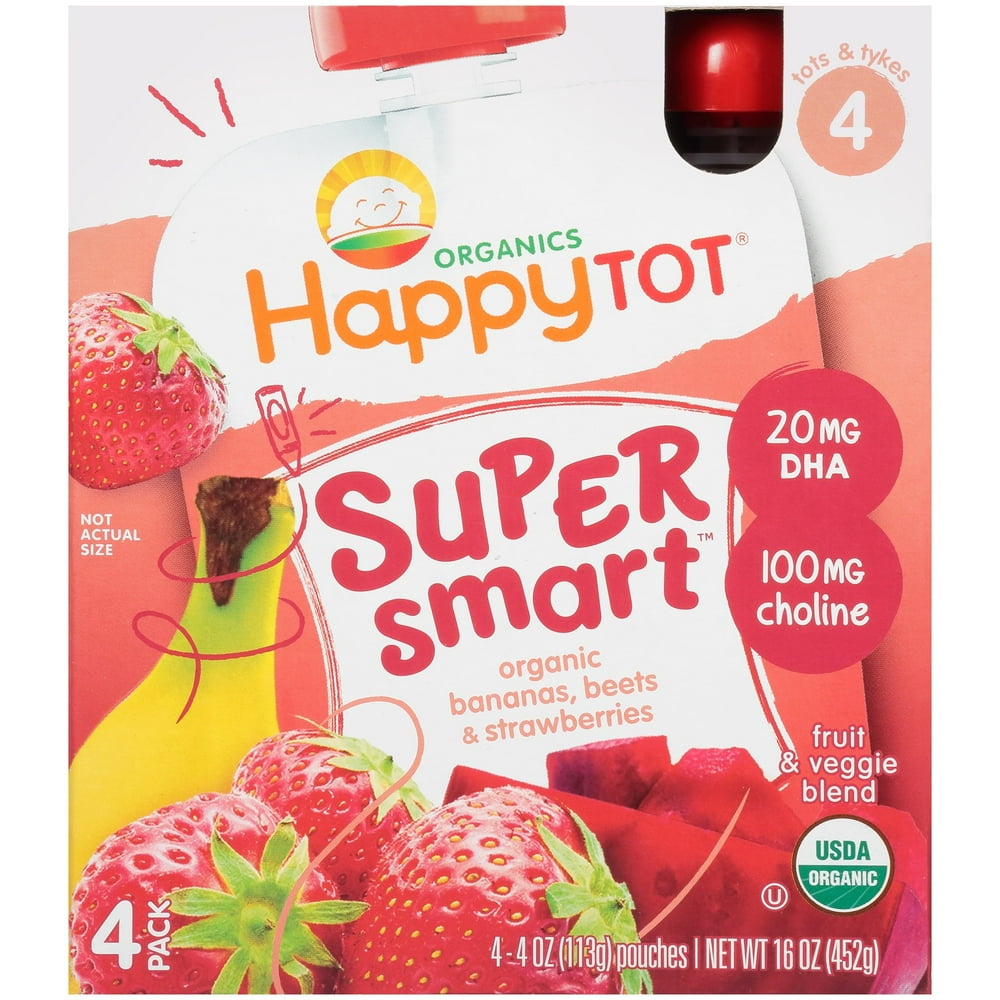 Happy Tot Organic Super Smart Stage 4 Bananas, Beets & Strawberries