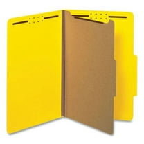 Bright Colored Pressboard Classification Folders, 1 Divider, Legal Size, Yellow, 10/Box