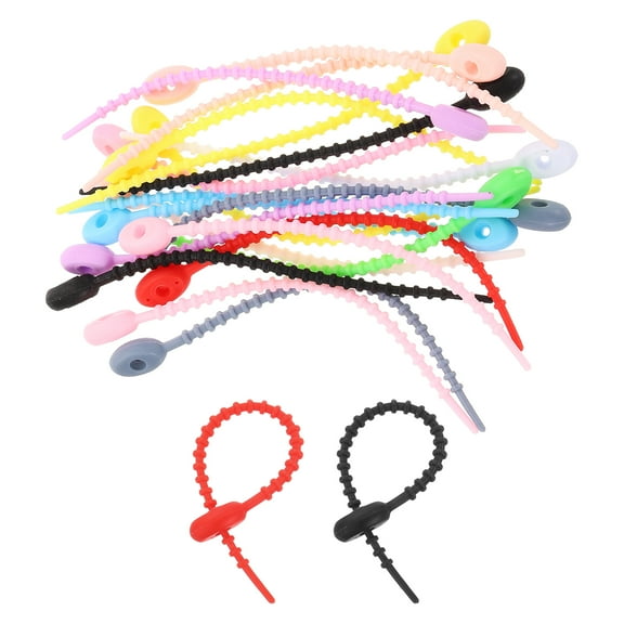 50Pack 5" Silicone Cable Ties, Reusable Zip Ties Strips Twist Tie, Mixed Colors