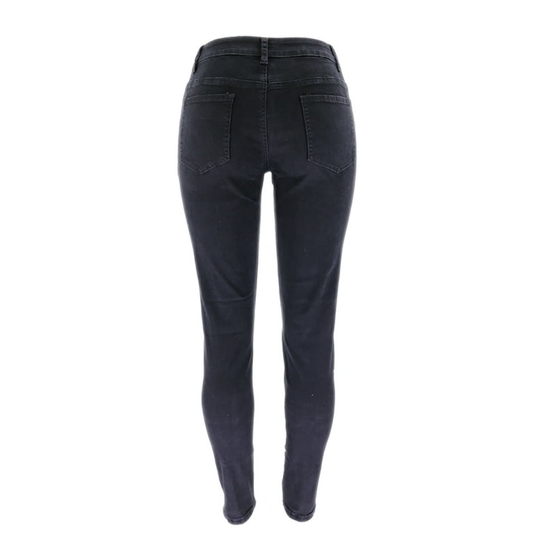 Women's Casual Jeans Soft Mid-Rise Waist Denim Leggings Stretch