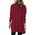 thumbnail image 5 of Fiaer Women'S Oversized Long Cardigan Sweaters With Hooded Pure Color Front Open Long Sleeve Casual Trendy Knit Tops With 2 Pockets Red XXL, 5 of 8