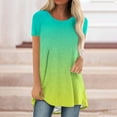 thumbnail image 2 of ZQGJB Womens Tops Dressy Loose Casual Summer Short Sleeve Ombre Shirts Lightweight Trendy Crew Neck Pullover Tshirt Top Loose Flowy Tunic Blouse for Leggings Mint Green S, 2 of 4