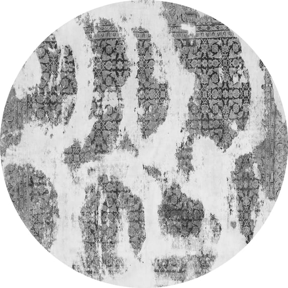 Ahgly Company Indoor Round Abstract Gray Modern Area Rugs, 8' Round