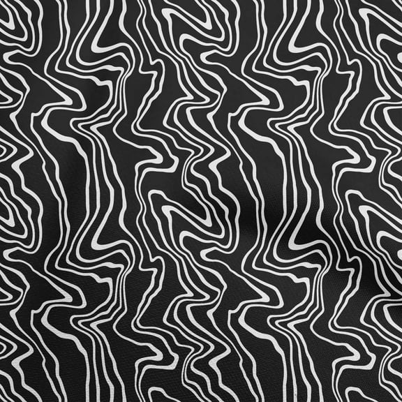 oneOone Polyester Spandex Black Fabric Moire Dress Material Fabric Print Fabric By The Yard 56 Inch Wide