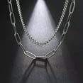 thumbnail image 5 of Stainless Steel Necklace Double Chain Combination Necklace Men's Jewelry Gift, 5 of 9