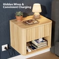 thumbnail image 6 of Zimtown Fluted Floating Nightstand Set of 1, End Table Wooden Bedside Table Large Capacity Easy to Assemble, Wood, 6 of 7