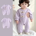 thumbnail image 2 of Mnyotv Floral Ruffle Long Sleeve Jumpsuits Infant Baby Girl Clothes Newborn Cotton Rompers with Headband Size 1-4Months, 2 of 6