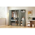 thumbnail image 5 of 4-Door Closet Organizer Wardrobe with Shelves, Drawers, and Full-Length Mirror, Natural, 5 of 18