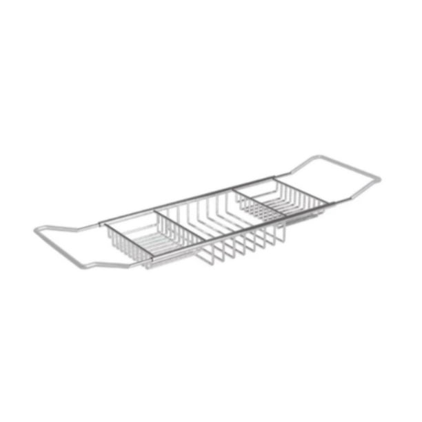 Bandeja de baño de acero inoxidable, estante para bañera, organizador de ducha, bandeja para bañera, tabla de baño ajustable para baño, ducha, toalla, Plata