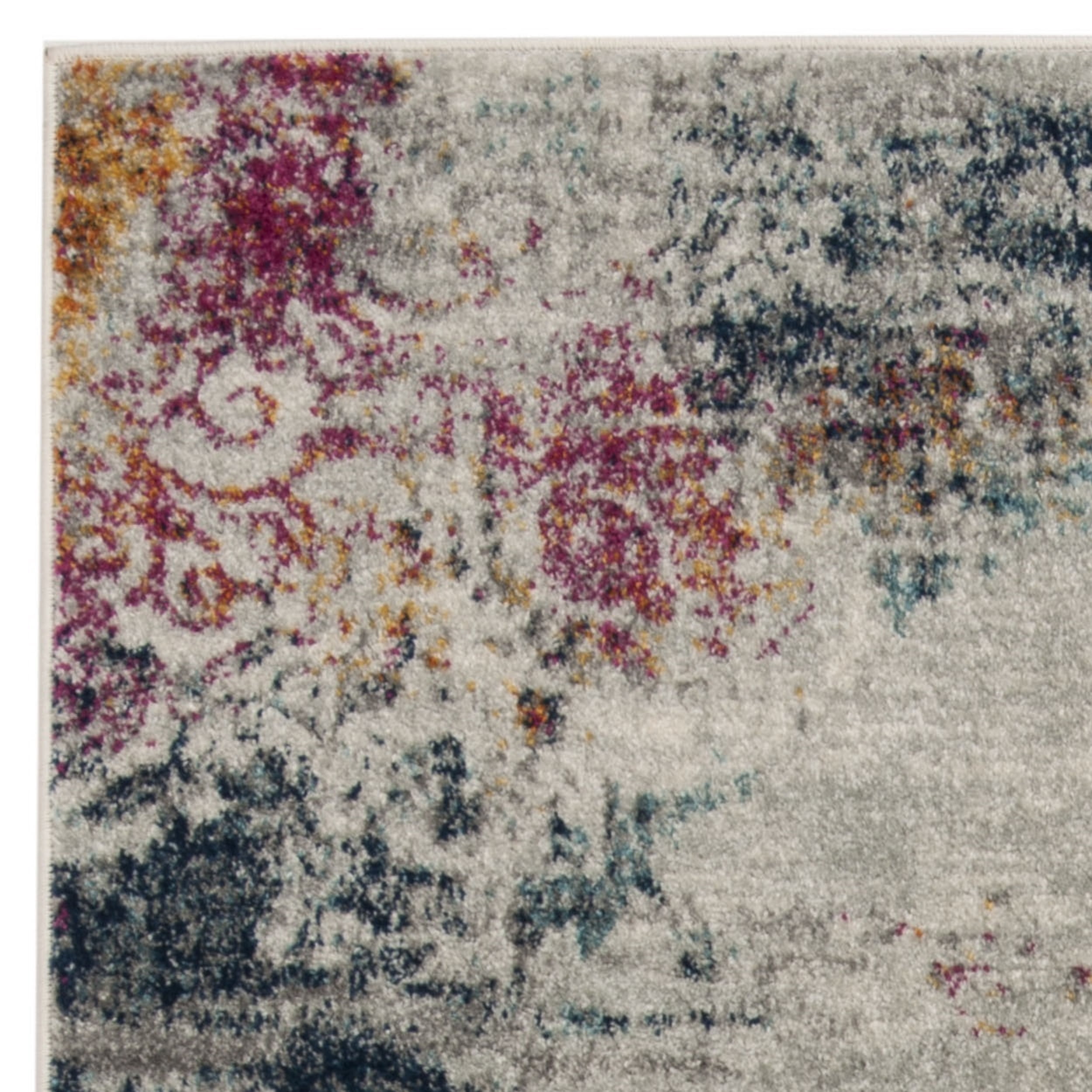 SAFAVIEH Madison Michelle Overdyed Abstract Area Rug, Light Grey/Fuchsia, 4' x 6'
