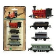 thumbnail image 1 of Feltree Steam Train Pull Back Toy for Kids, Alloy Model Train Set with 4 Cars, Mini Portable Vintage Gift for Children, 1 of 8