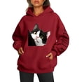 thumbnail image 1 of WEAIXIMIUNG Sweat à Capuche pour Femmes, Imprimé Chat et Chien, Décontracté, avec Cordon de Serrage, 1 of 5