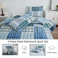 thumbnail image 4 of Beartech Quilt Set Queen Size Blue Stripe Plaid Bedspread Coverlet Patchwork Microfiber Bedding Lightweight Reversible Set, 4 of 7