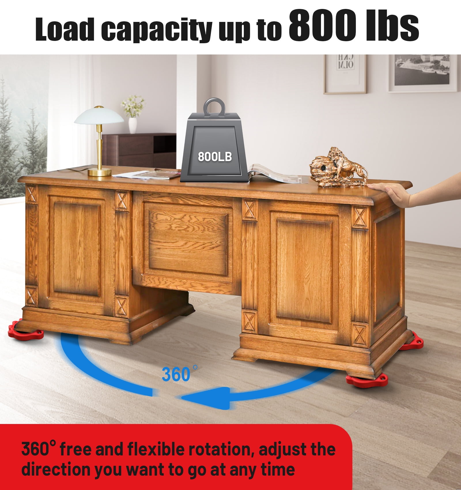Furniture Lift Mover Tool Set - Furniture Movers Can Withstand Up to 800 Ibs, 360°Sliding Function, Furniture Lifter Have Self-Adjusting Bases， Heavy Item Furniture Moving Tool Without Falling