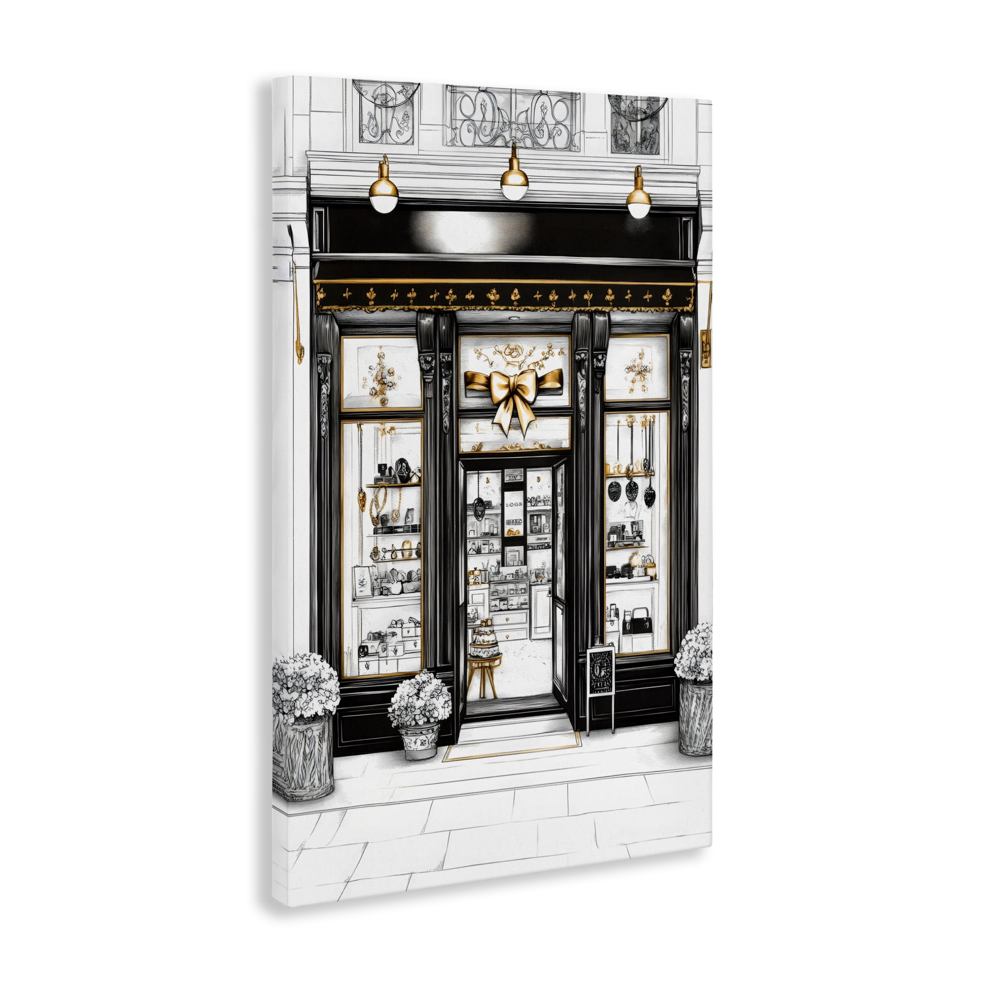 Stupell Industries Glam Paris Shop Facade Canvas Wall Art, design by Petal Prints Design