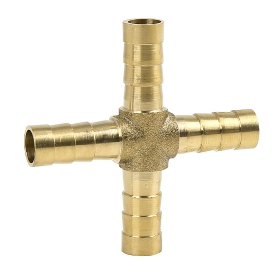 8mm Brass Hose Tail Barb Fitting Cross 4 Way Connector Adaptor for Air Water Gas Oil Pipe