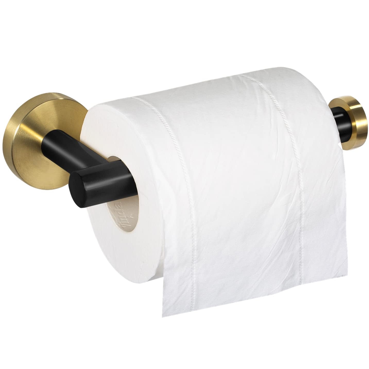 Toilet Paper Holder Black and Gold SUS304 Stainless Steel Toilet Roll Holder  for Bathroom, Kitchen, Washroom Wall Mount with Adhesive Razor Hook - Black  