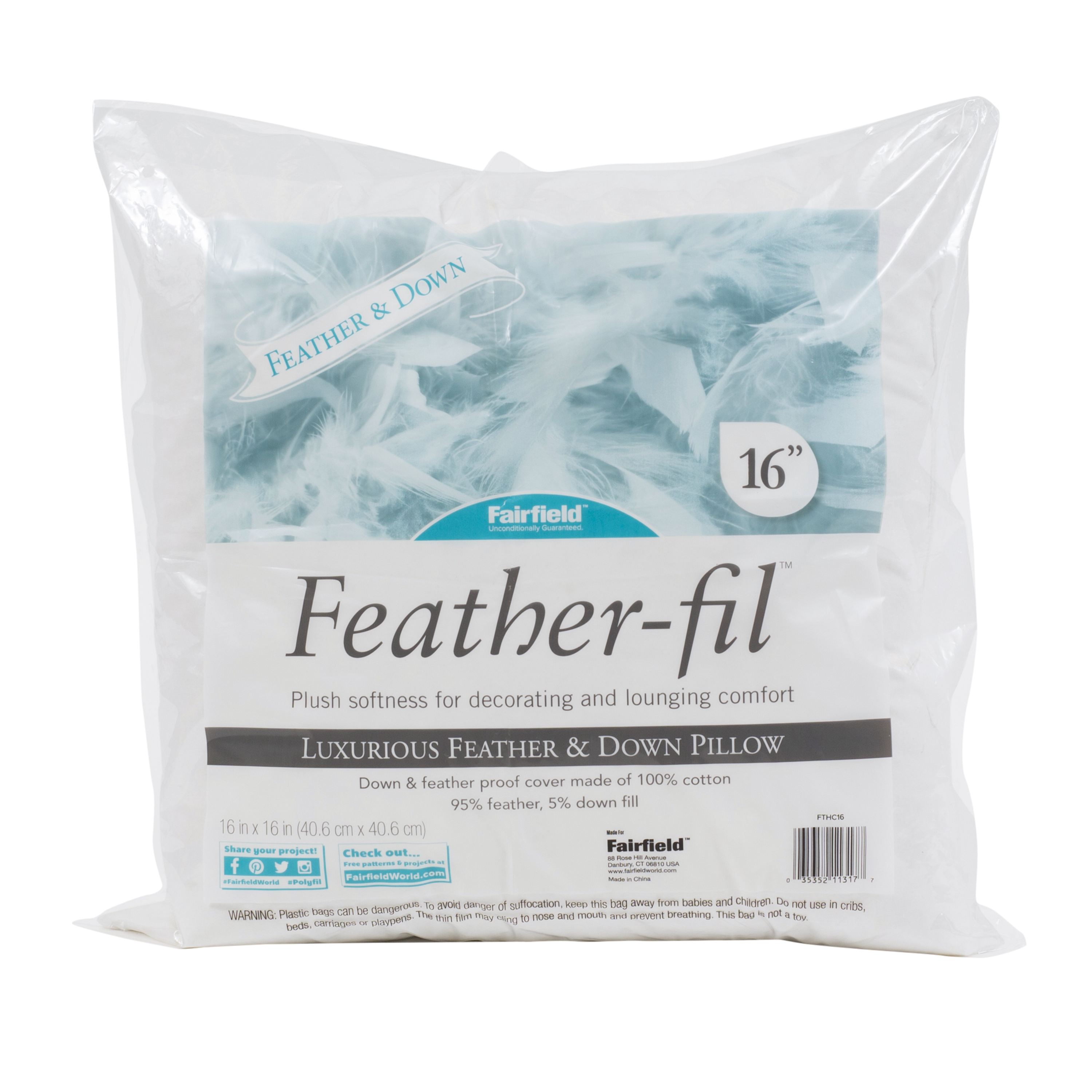 Fairfield FeatherFil Feather & Down Pillow Insert 16" x 16