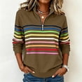 thumbnail image 2 of DIOAZUD Women's 1/4 Zip Pullover Sweatshirts Striped Stand Collar Long Sleeve Sweatshirt Casual Fall Tops for Daily Wear, 2 of 7