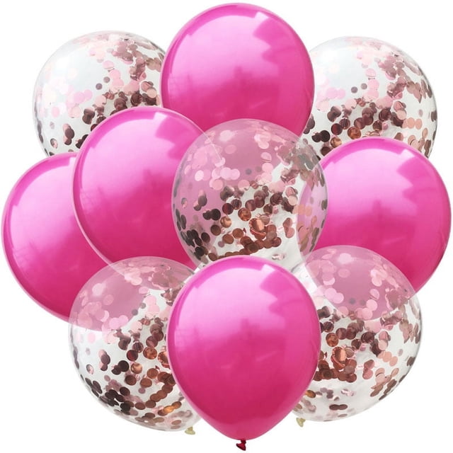 Nvzi 50 globos de confeti rosa oscuro y rosa, globos de fiesta de cumpleaños premium de 12 pulgadas, globos a granel para despedida de soltera, decoración de fiesta de graduación