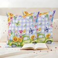 thumbnail image 3 of Easter Egg Pillow Covers 2 Pack Green Truck Sunflower Blue Hydrangea Tulips Butterflies Purple Plaid Pillowcase Waterproof Outdoor Throw Pillow Cover for Patio Garden Square Cushion 24”x24”, 3 of 9