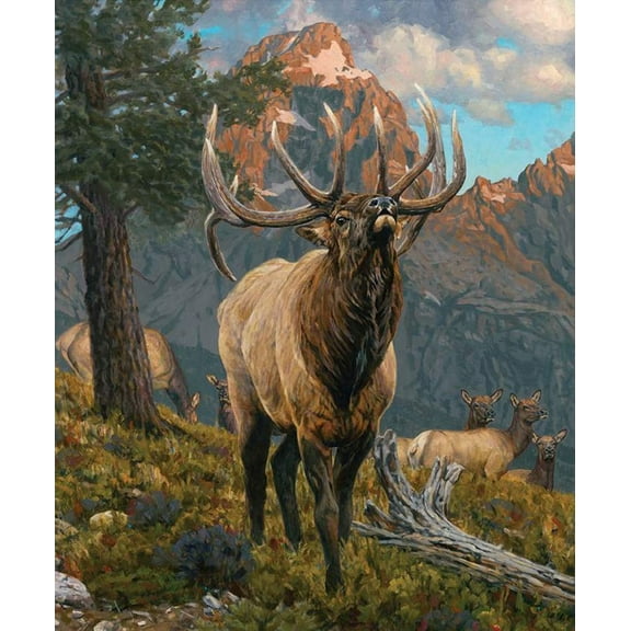 Majestic in Nature Grand Elk Cotton Panel Fabric (Panel)