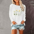 thumbnail image 2 of Women Crewneck Daisy Print Long Sleeve Sweatshirt Cotton Graphic Tops Casual Loose Fit Pullover Shirts for Fall Winter, 2 of 4