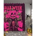 thumbnail image 2 of Halloween Pumpkin Shower Curtain Set ，Waterproof Fabric Shower Curtains Leather Jacket Skull Skeleton Shower Curtains for Bathroom,Bathroom Decor 36"x72", 2 of 6