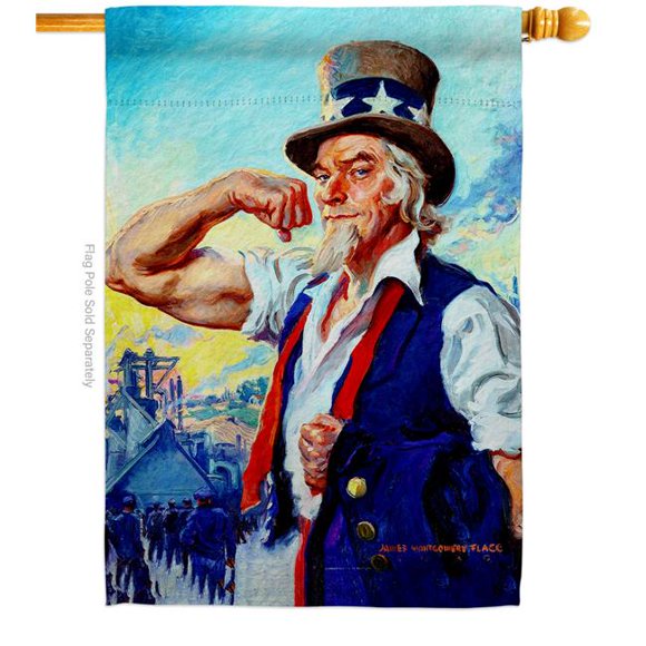 US Brotherhood H183060-BO 28 x 40 in. Bluid Stronger America House Flag with Armed Forces Service Double-Sided Decorative Vertical Flags Decoration Banner Garden Yard Gift